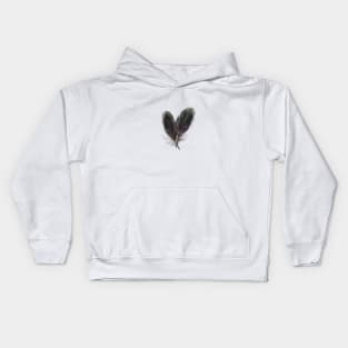 realistic heart feather black and white Kids Hoodie